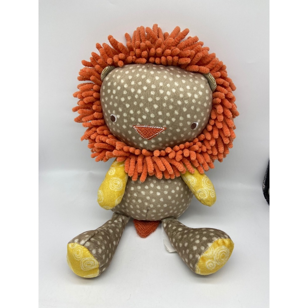 Mamas Papas Lion Plush Tan Orange Polka Dot Textured Mane 2013 Soft Toy Rattle